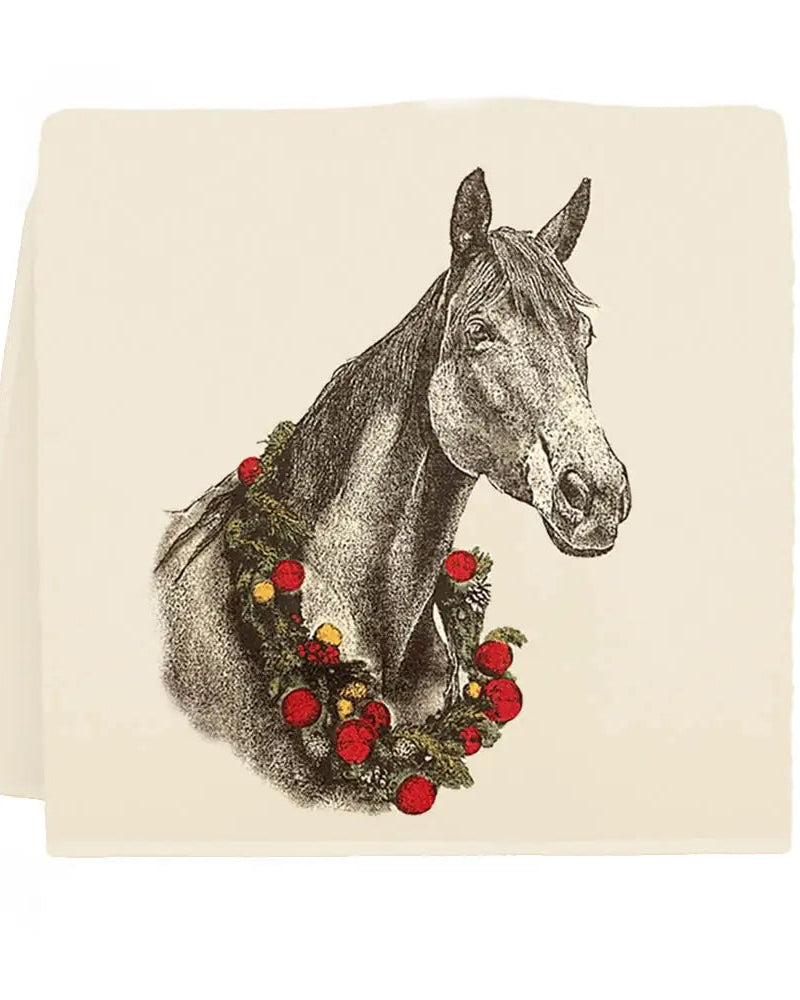 “Hattie Hollis” Horse with Wreath Tea Towel