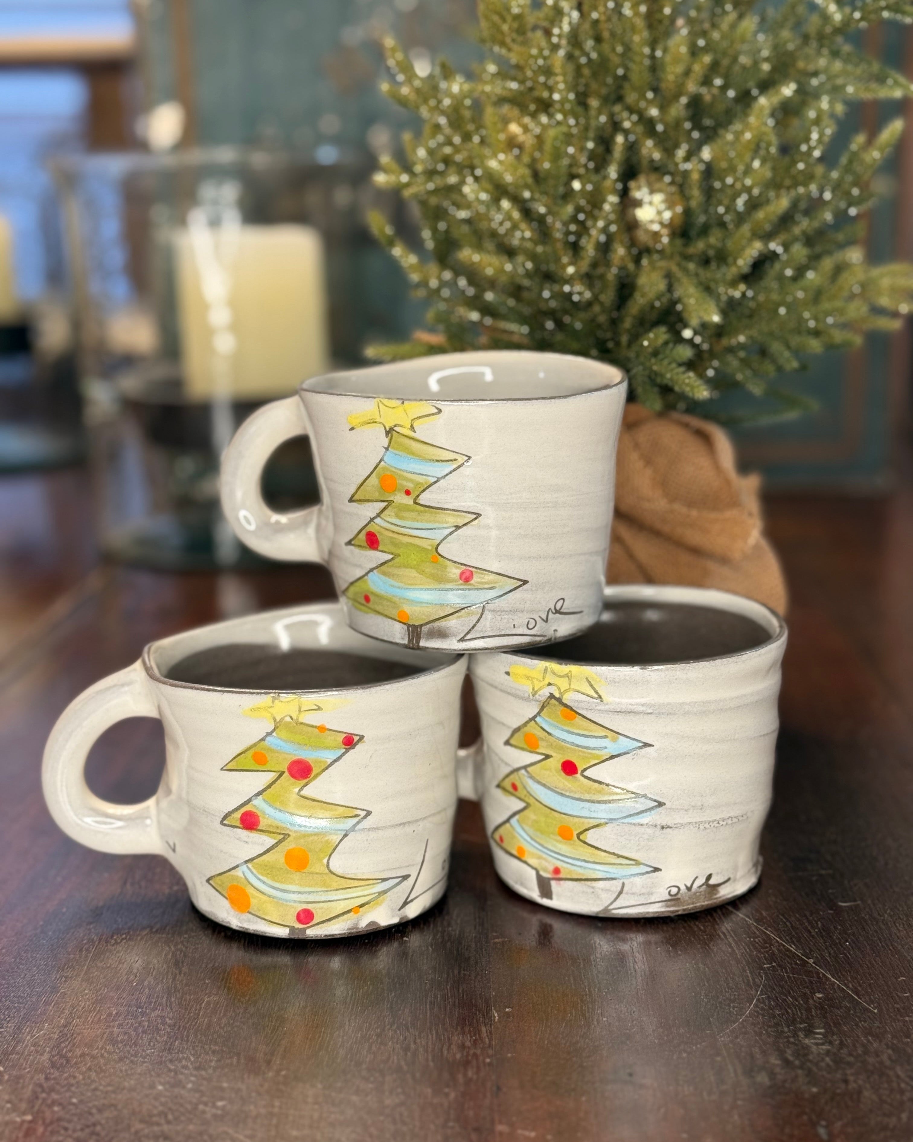 Handmade Ceramic Mug – “Festive Evergreen”
