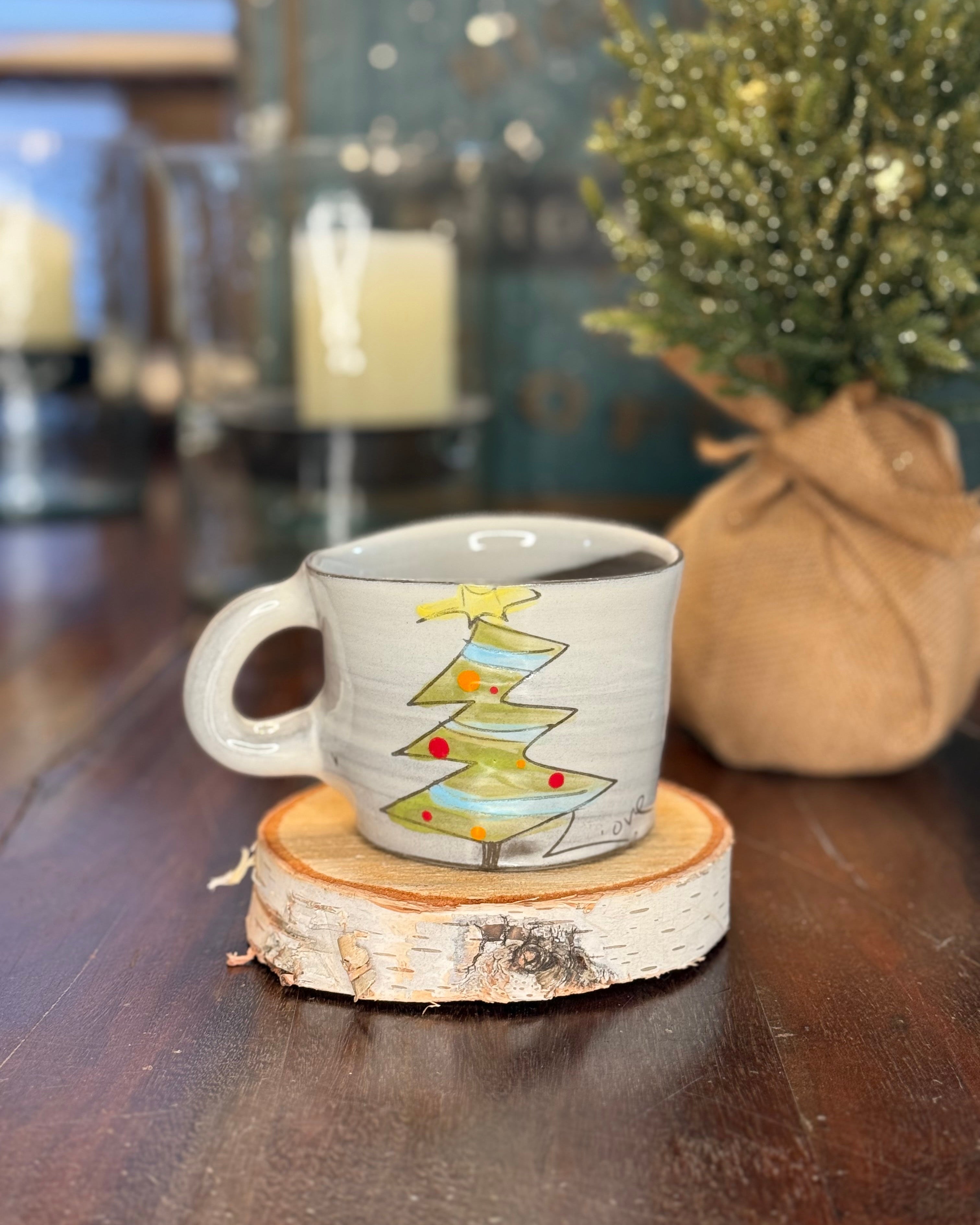 Handmade Ceramic Mug – “Festive Evergreen”