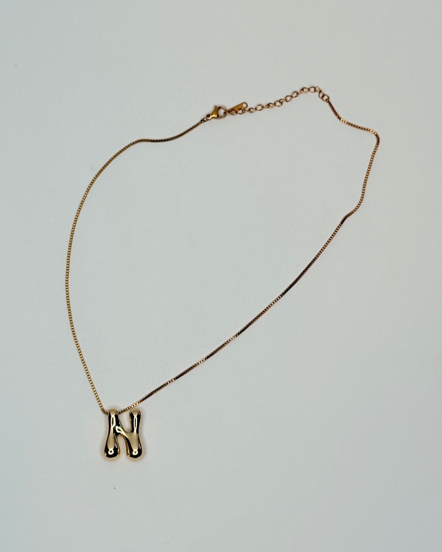 Bubble Letter Monogram Necklace - N