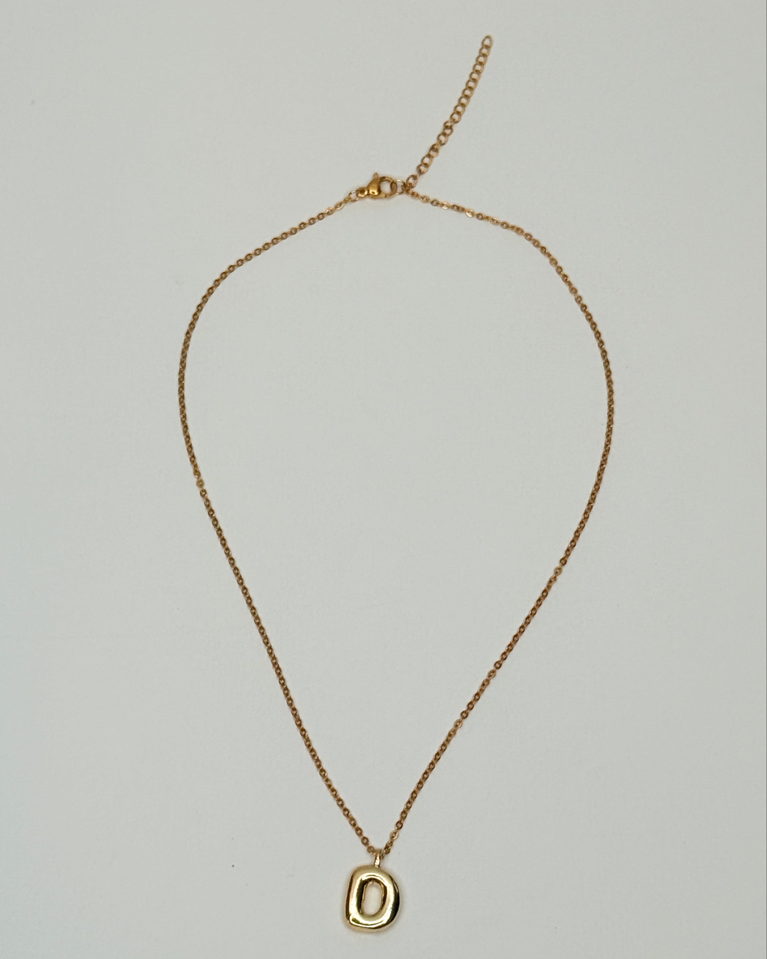 Mini Bubble Letter Monogram Necklace - D