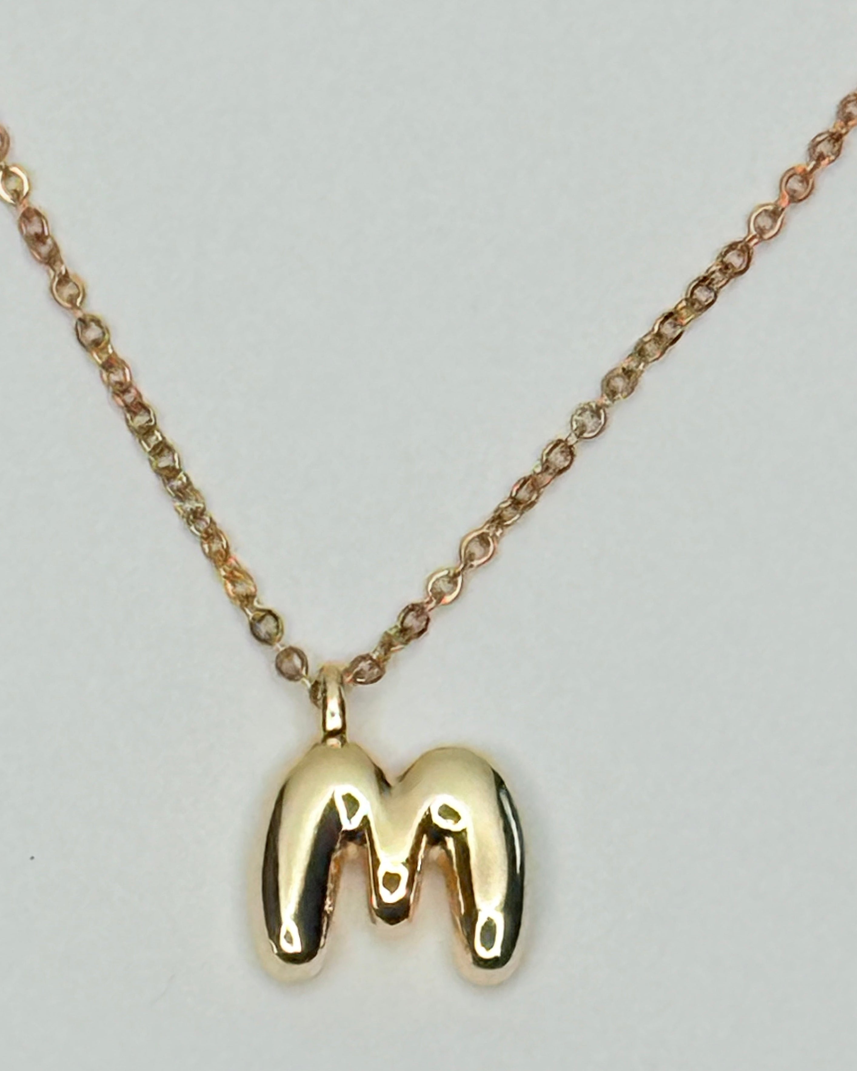 Mini Bubble Letter Monogram Necklace - M