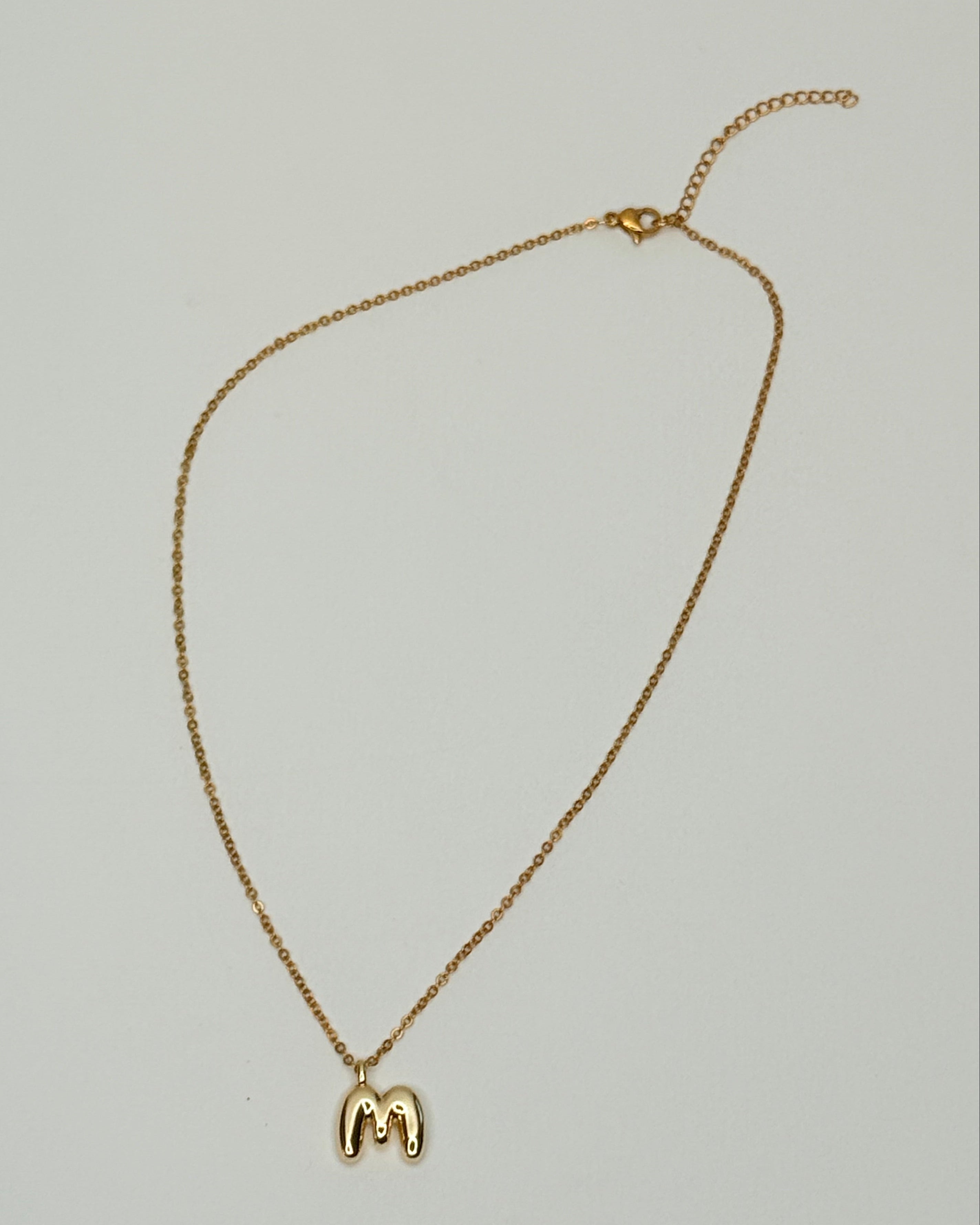 Mini Bubble Letter Monogram Necklace - M