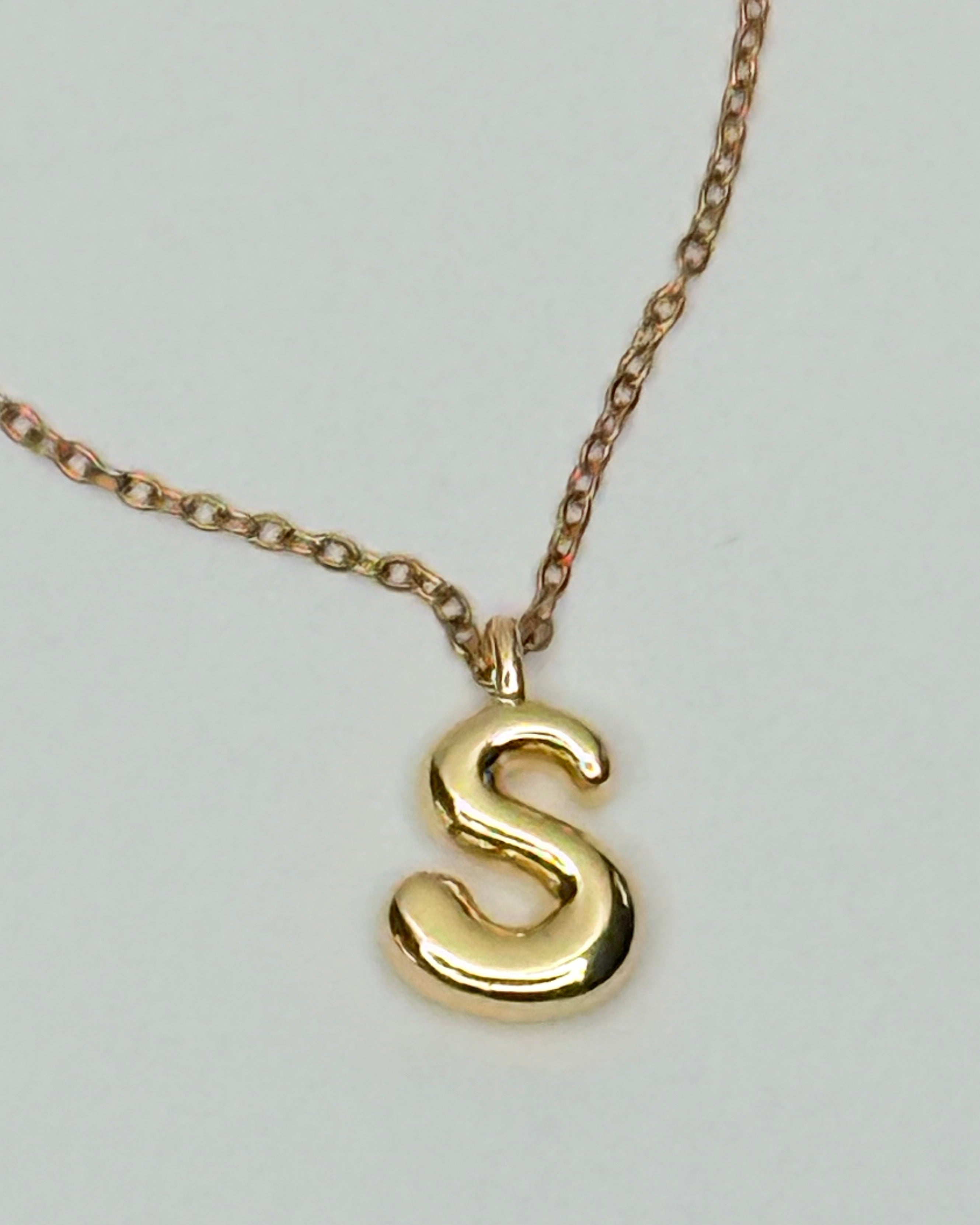 Mini Bubble Letter Monogram Necklace - S