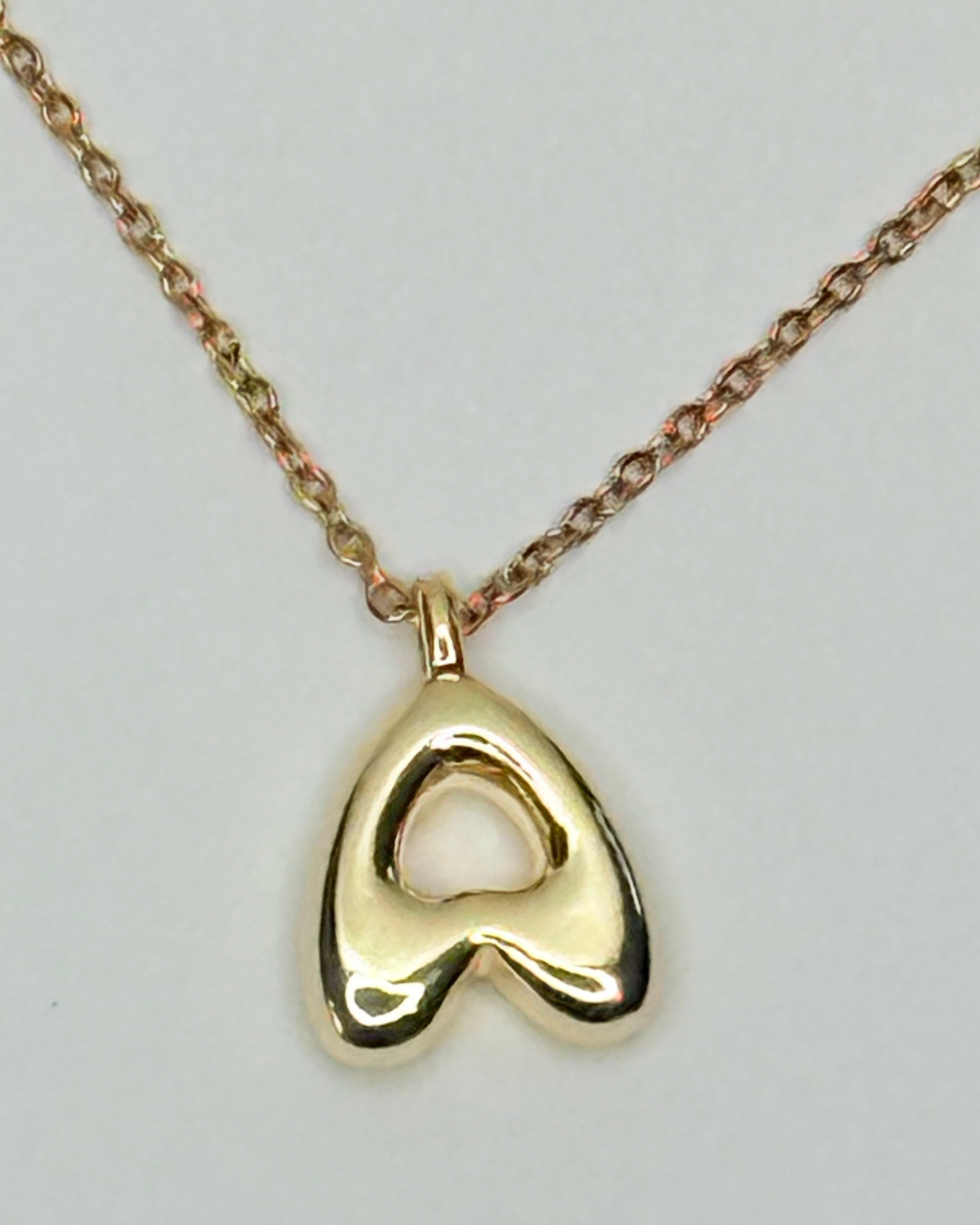 Mini Bubble Letter Monogram Necklace - A