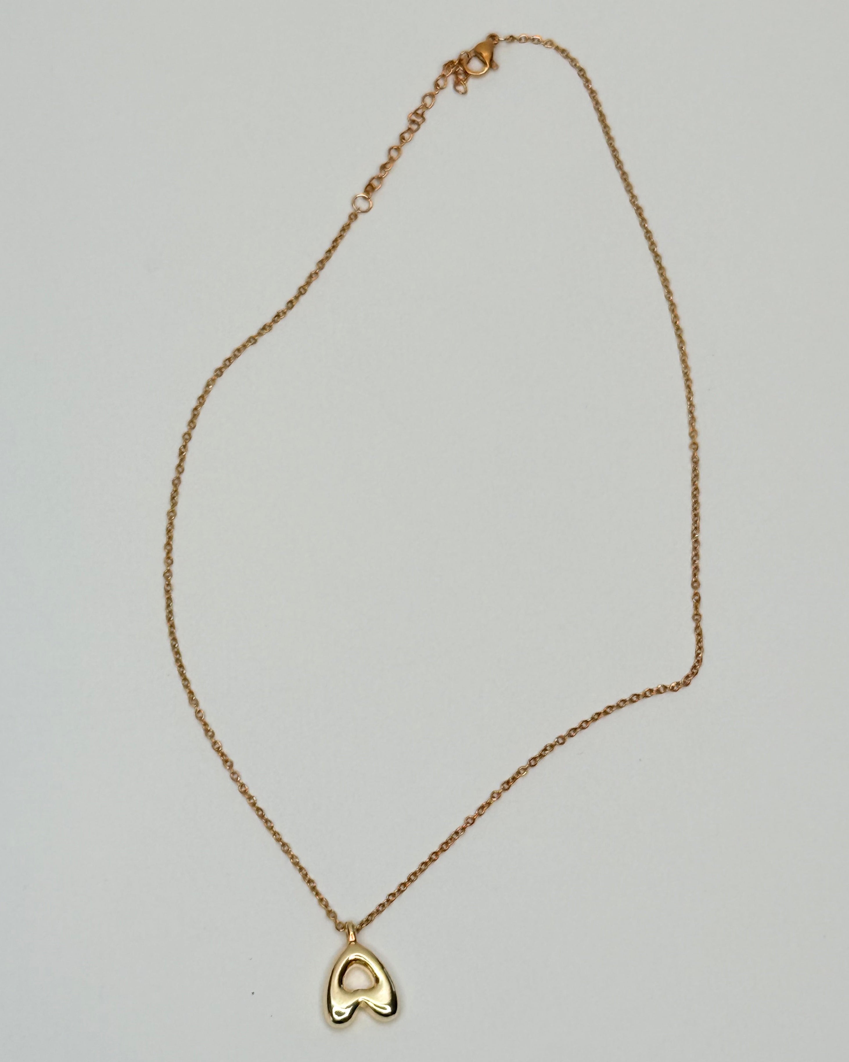 Mini Bubble Letter Monogram Necklace - A