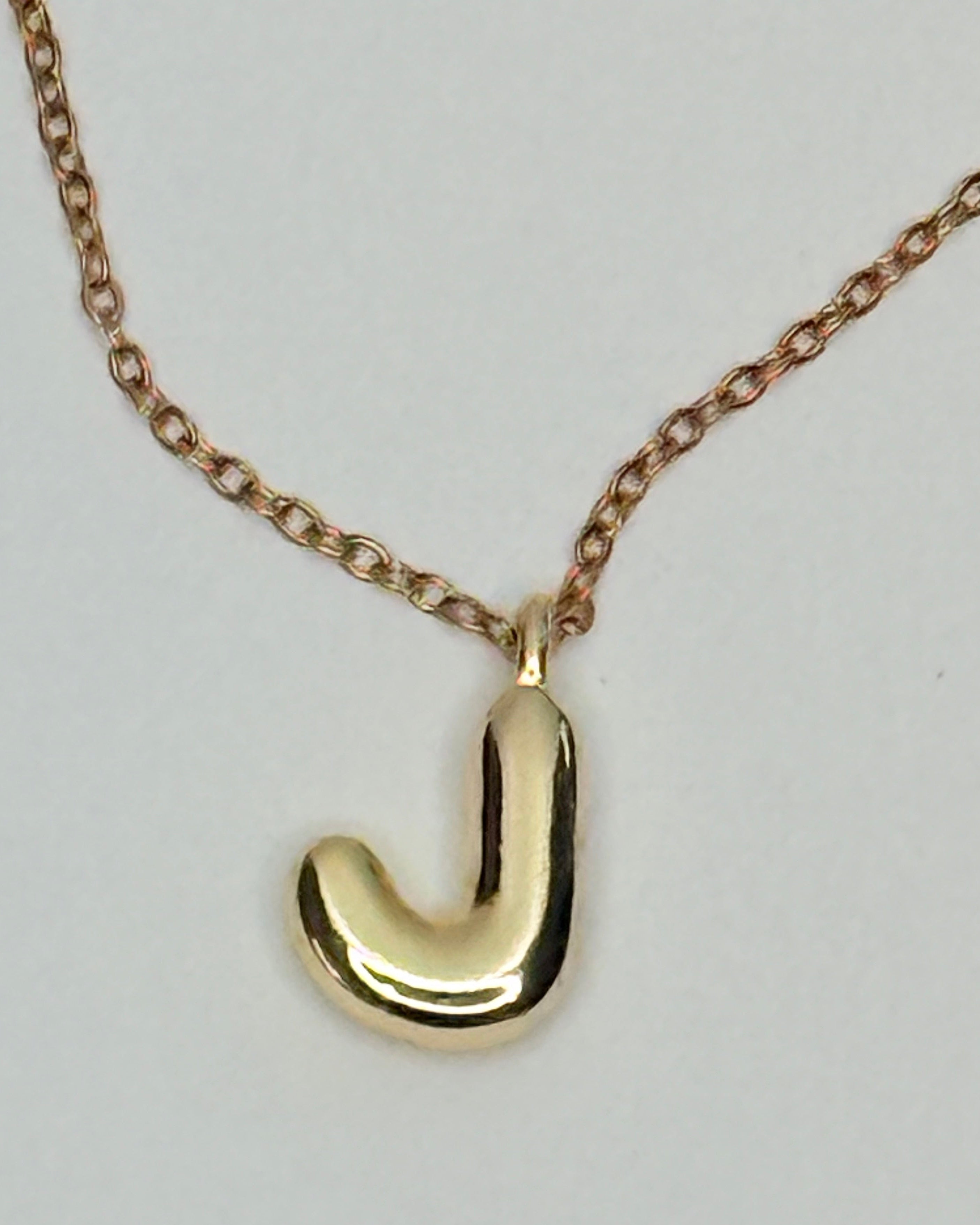 Mini Bubble Letter Monogram Necklace - J