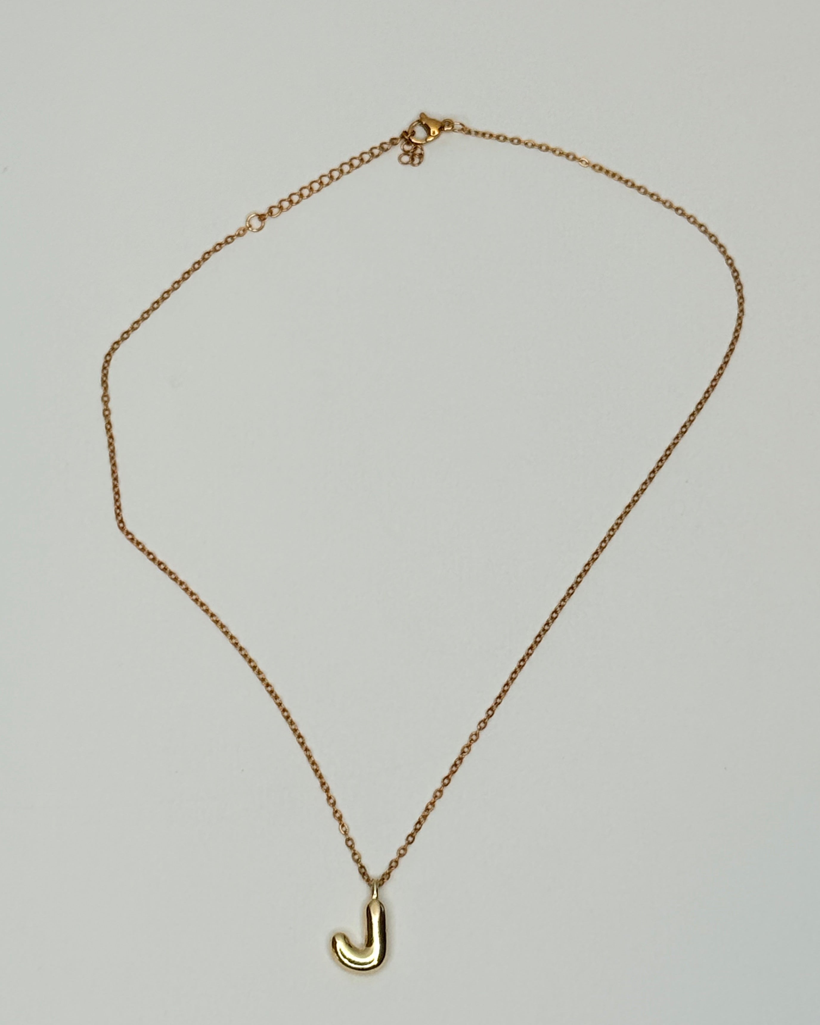 Mini Bubble Letter Monogram Necklace - J