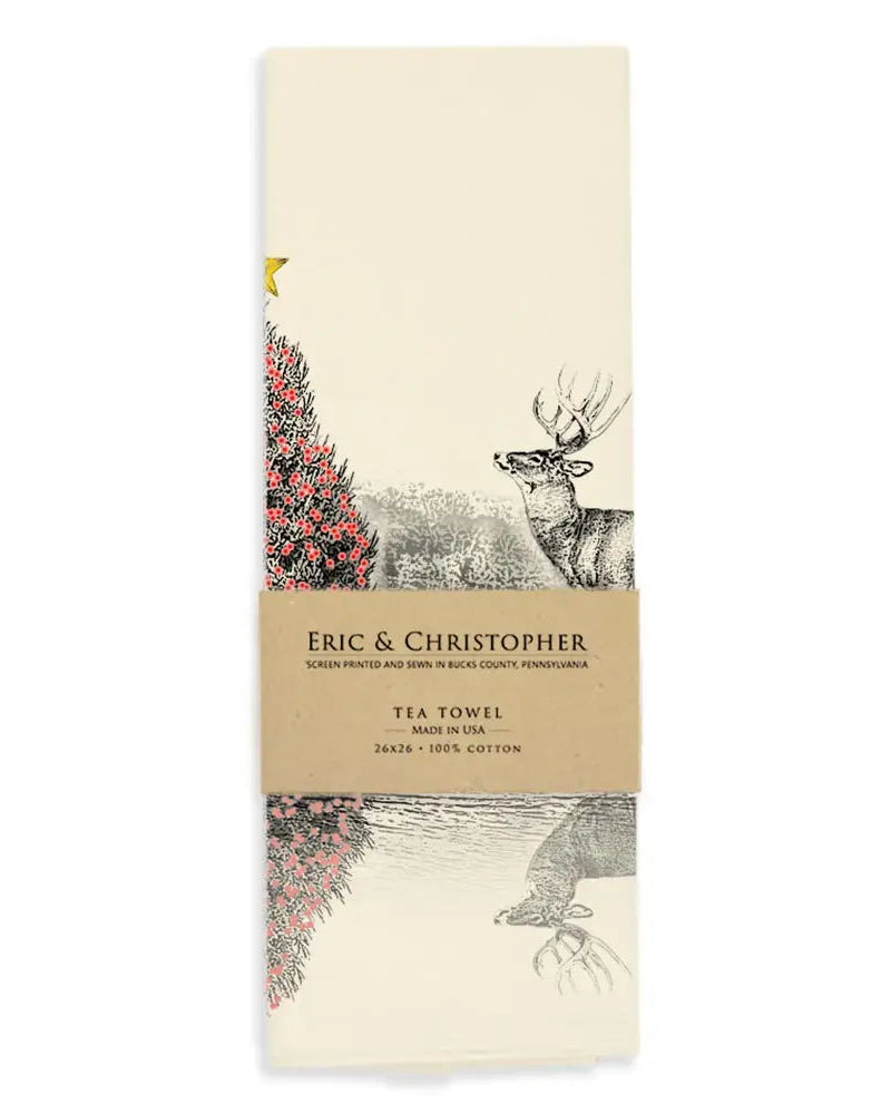 “Rowan Ridge” Reindeer in Canoe Tea Towel