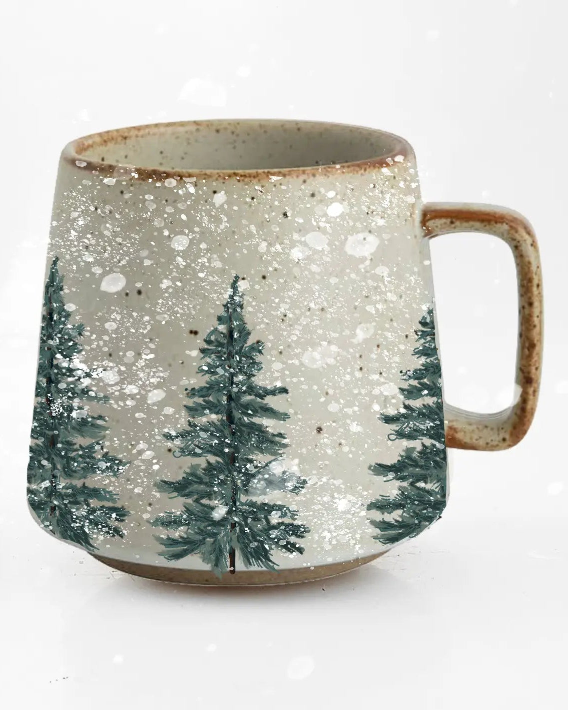 Evergreen Snowy Trees Mug - Hand-Drawn Winter Woodland Design