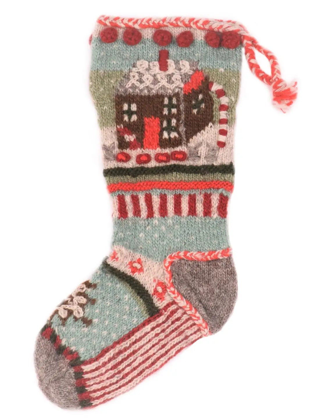 Gingerbread House Christmas Stocking – Hand-Knit Holiday Décor