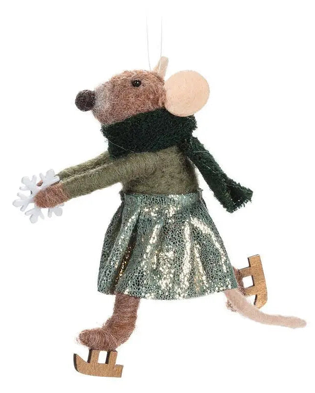 Frost Glide Skating Mouse Ornament
