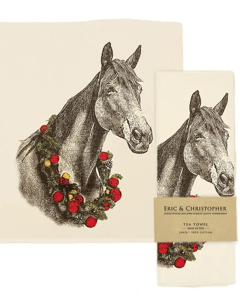 “Hattie Hollis” Horse with Wreath Tea Towel