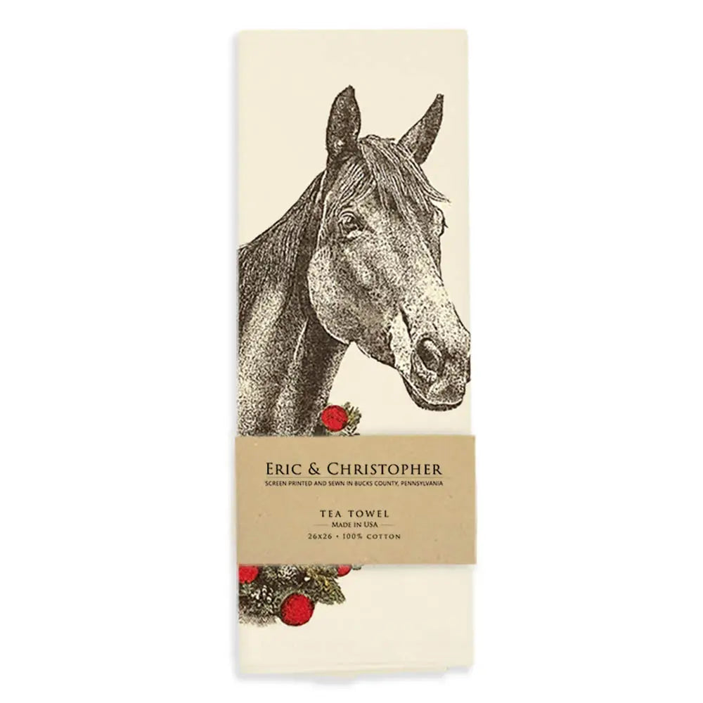 “Hattie Hollis” Horse with Wreath Tea Towel