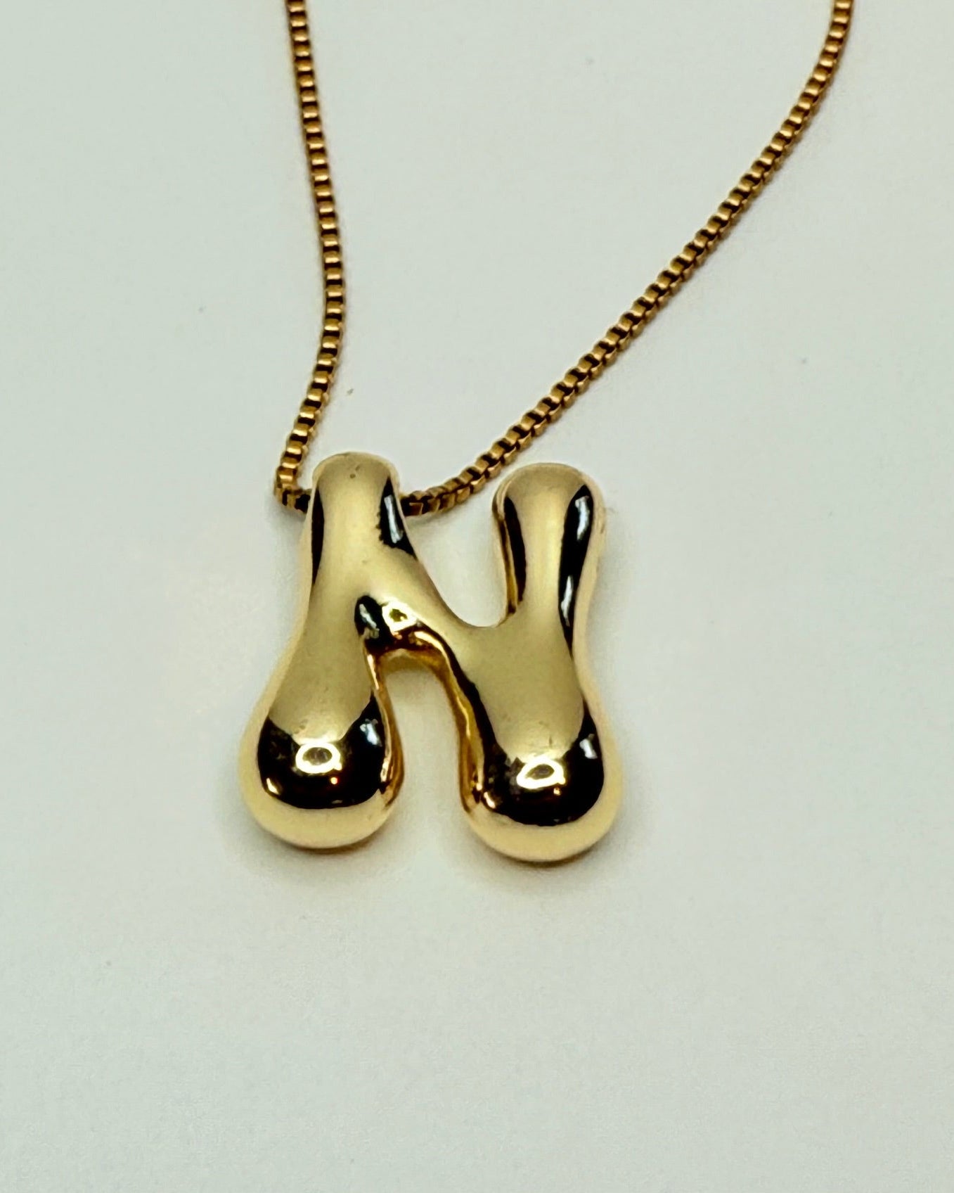 Bubble Letter Monogram Necklace - N