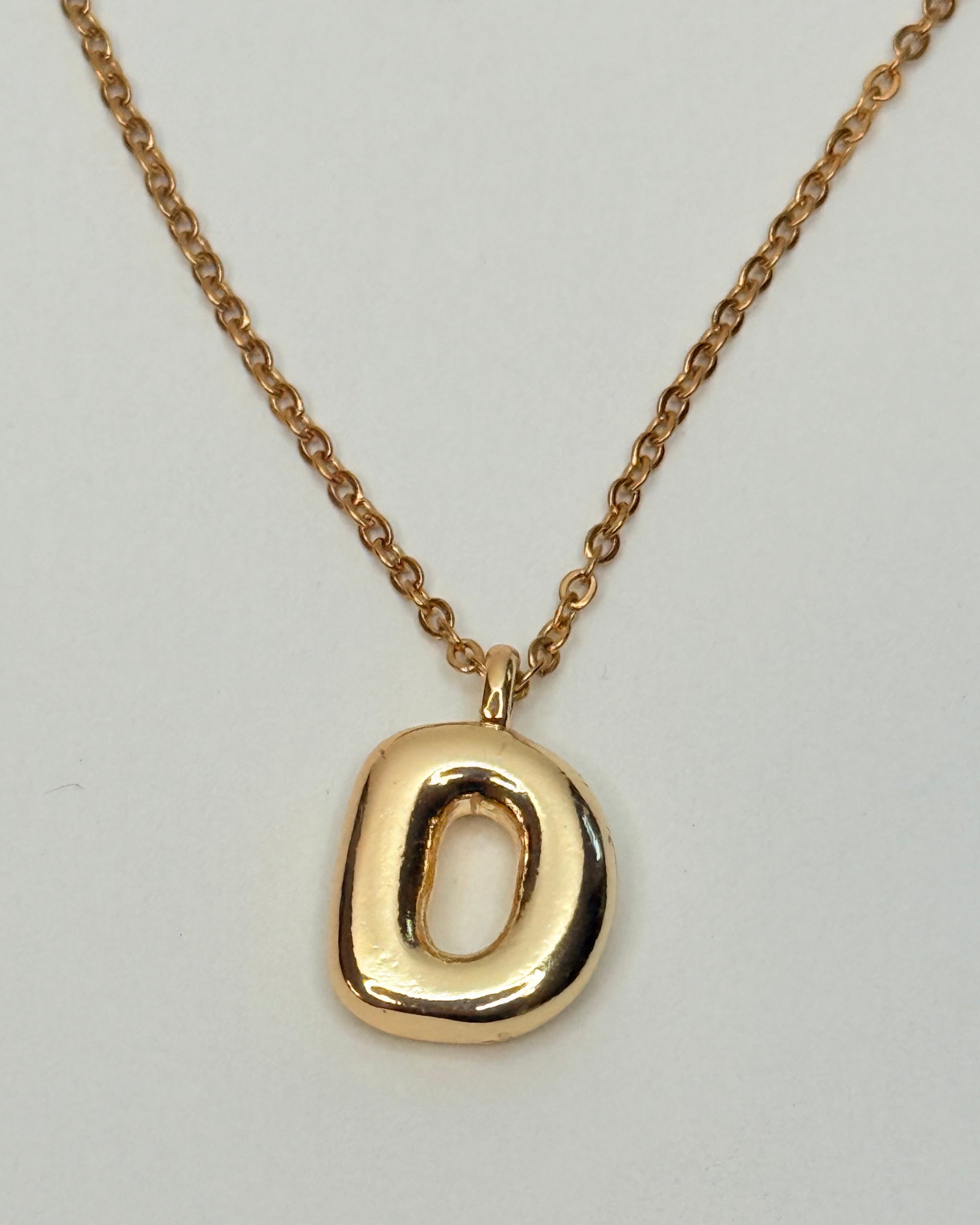 Mini Bubble Letter Monogram Necklace - D