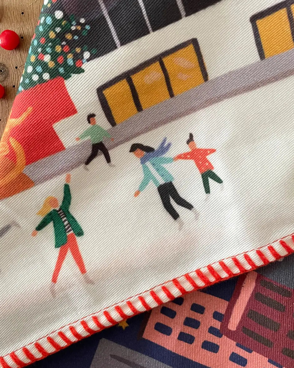 Rockefeller Tree Tea Towel – Hand-Painted Holiday Design