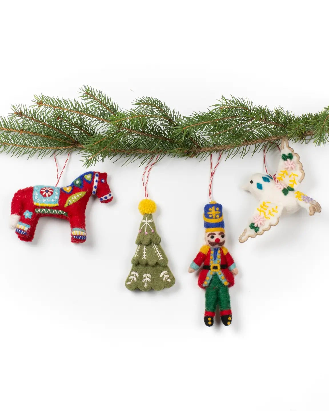 Nordic Noel Wool Christmas Ornaments – Set of 4